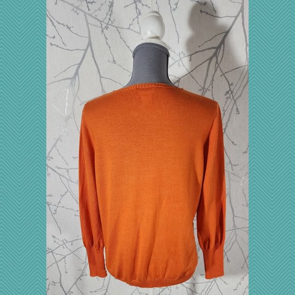 Luisa Spagnoli Orange Virgin Wool Knit Crewneck Sweater - Picture 3 of 4